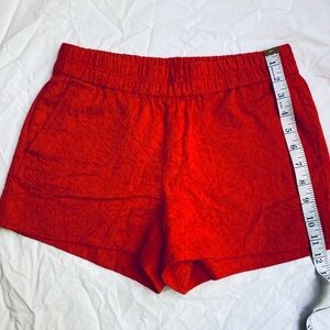 J. Crew Red Jacquard High-Waist Elastic Shorts
